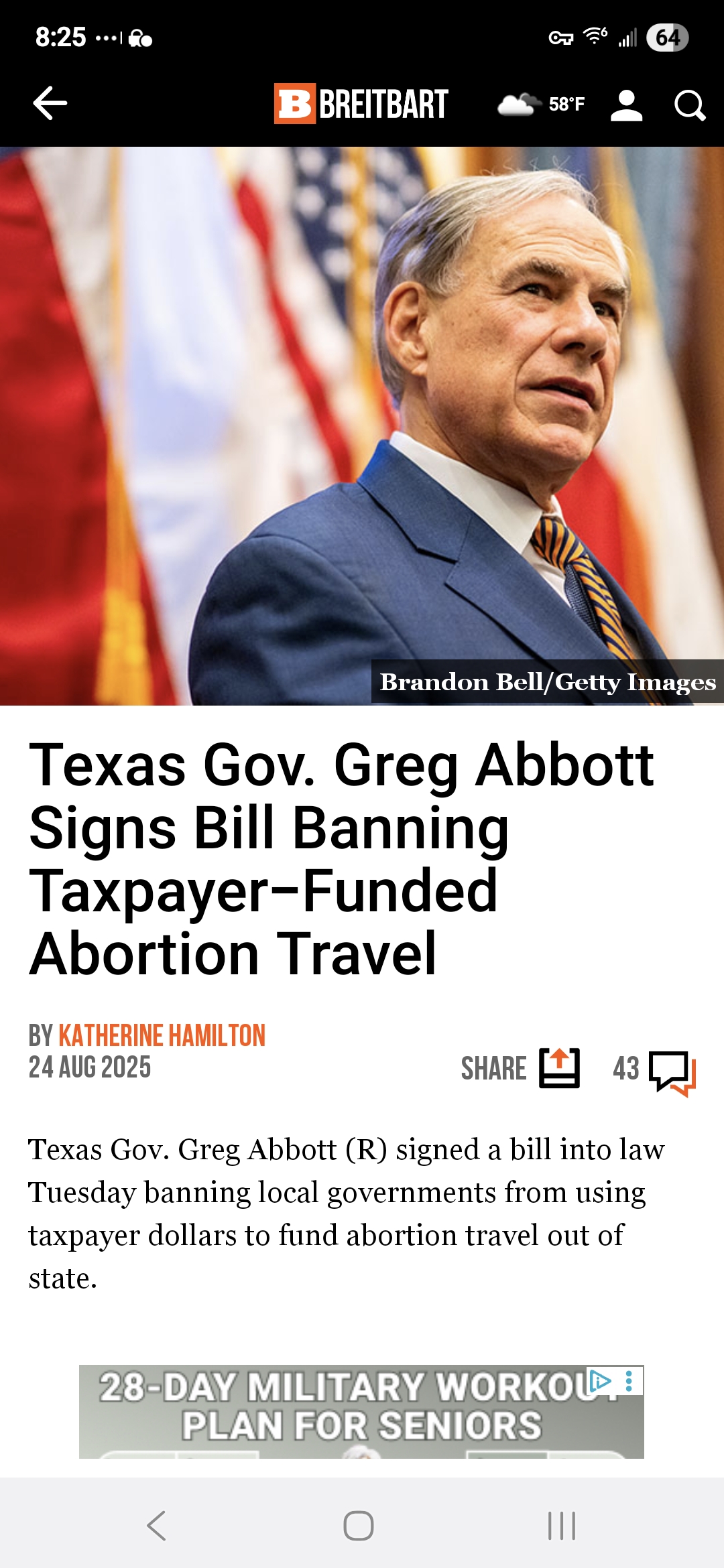 Texas Gov. Greg Abbott Signs Bill Banning Taxpayer-Funded Abortion Travel