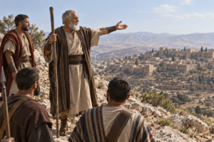 Elderly Leader Overlooking Ancient Town