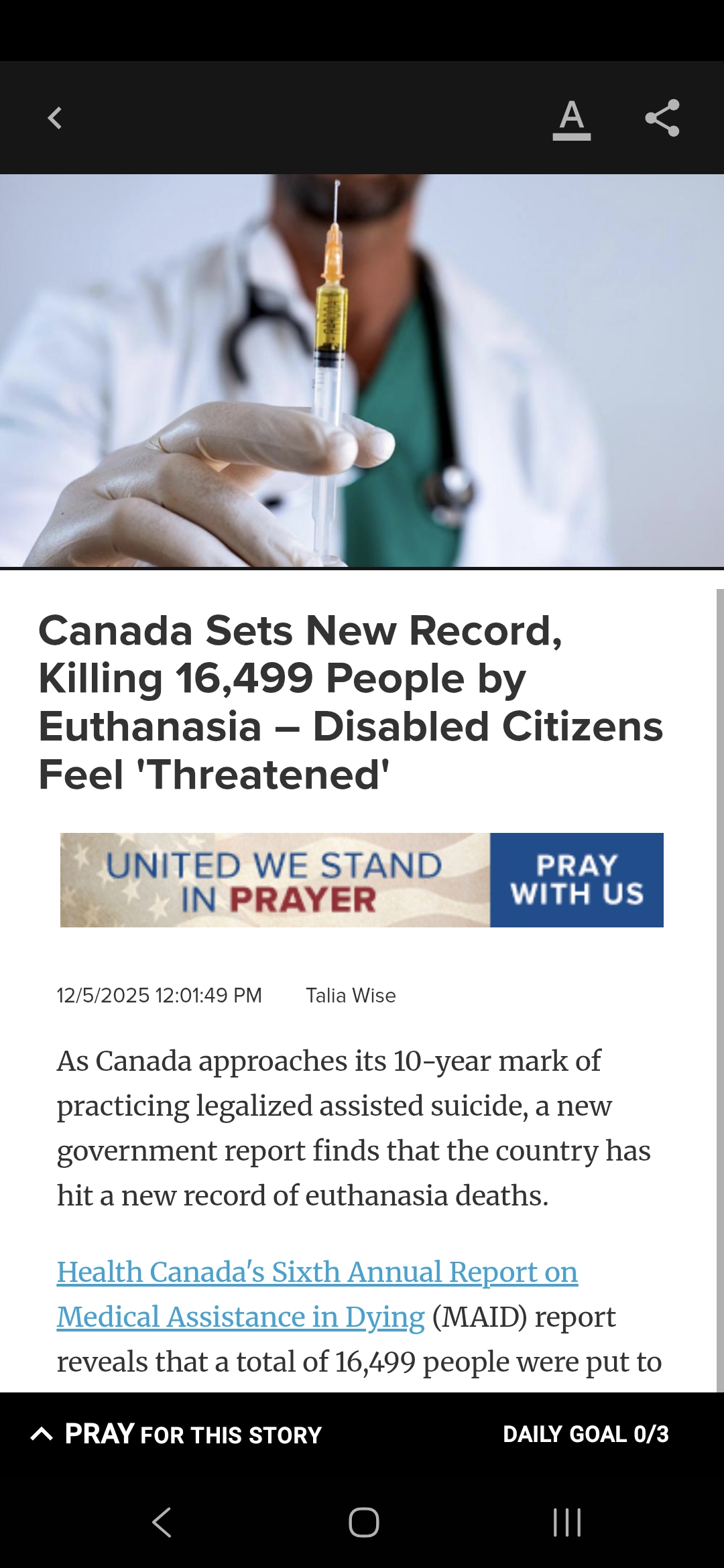 Canada Sets New Record, Killing 16,499 People by Euthanasia &ndash; Disabled Citizens Feel ‘Threatened’