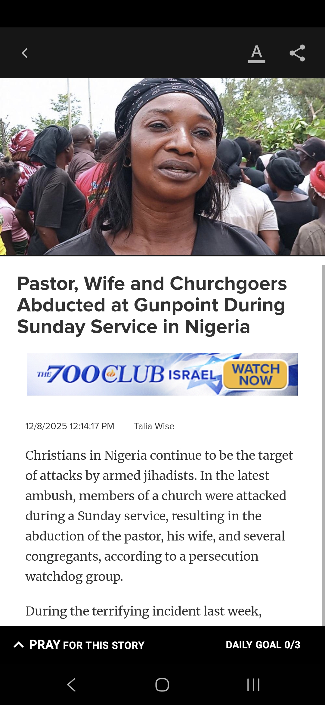 Pastor, Wife and Churchgoers Abducted at Gunpoint During Sunday Service in Nigeria