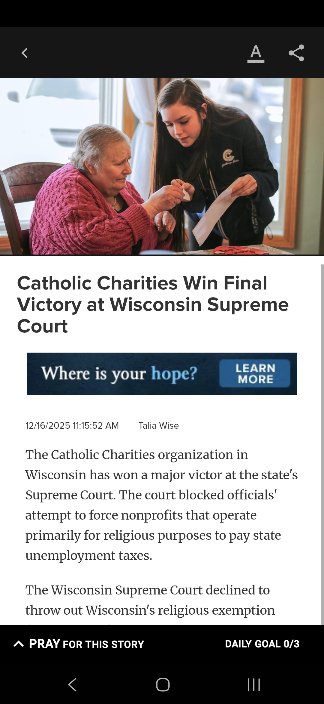 Catholic Charities Win Final Victory at Wisconsin Supreme Court