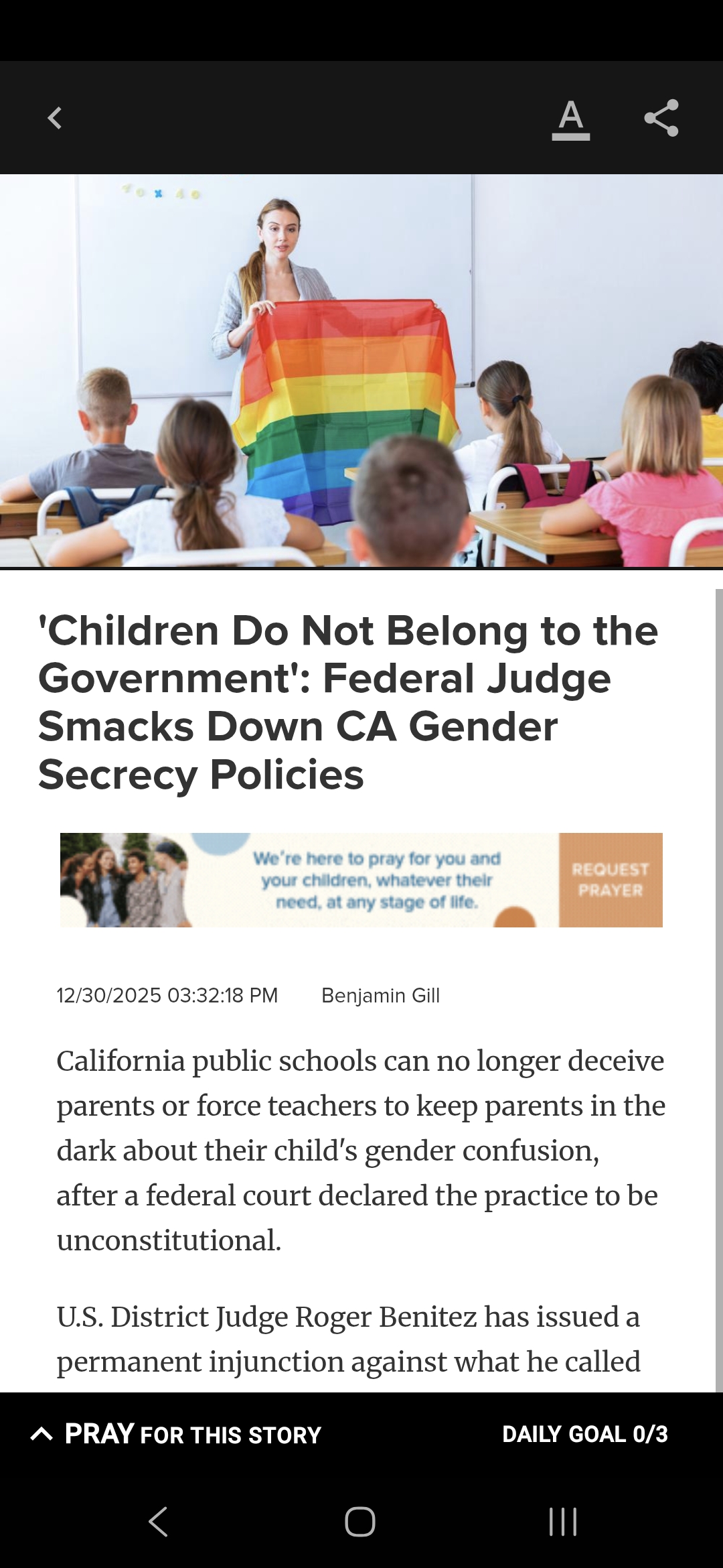‘Children Do Not Belong to the Government’: Federal Judge Smacks Down CA Gender Secrecy Policies