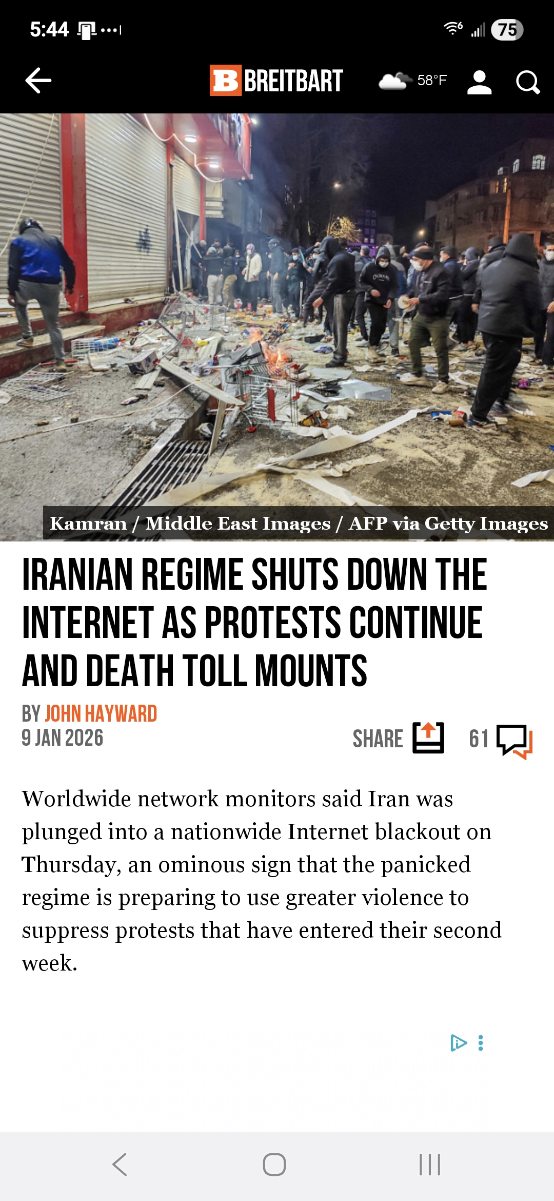 Iranian Regime Shuts Down the Internet as Protests Continue and Death Toll Mounts