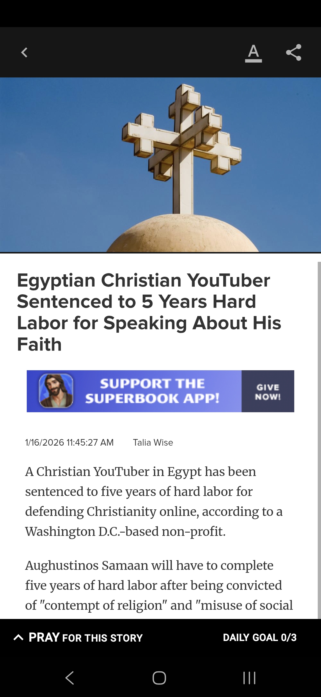 Egyptian Christian YouTuber Sentenced to 5 Years Hard Labor for Speaking About His Faith