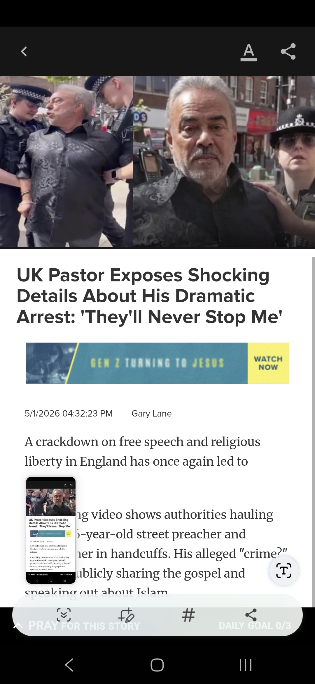 UK Pastor Exposes Shocking Details About His Dramatic Arrest: ‘They’ll Never Stop Me’
