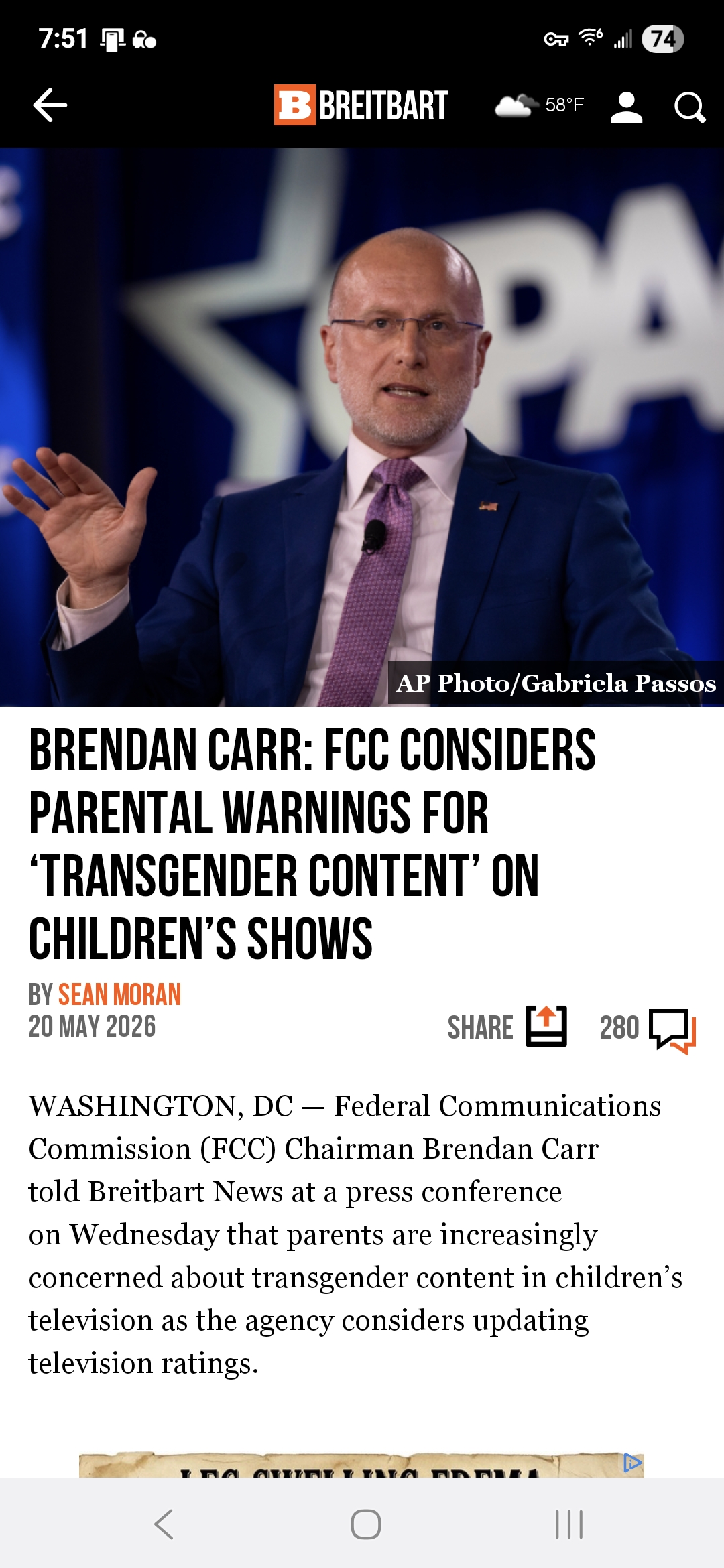 Brendan Carr: FCC Considers Parental Warnings for &lsquo;Transgender Content&rsquo; on Children&rsquo;s Shows