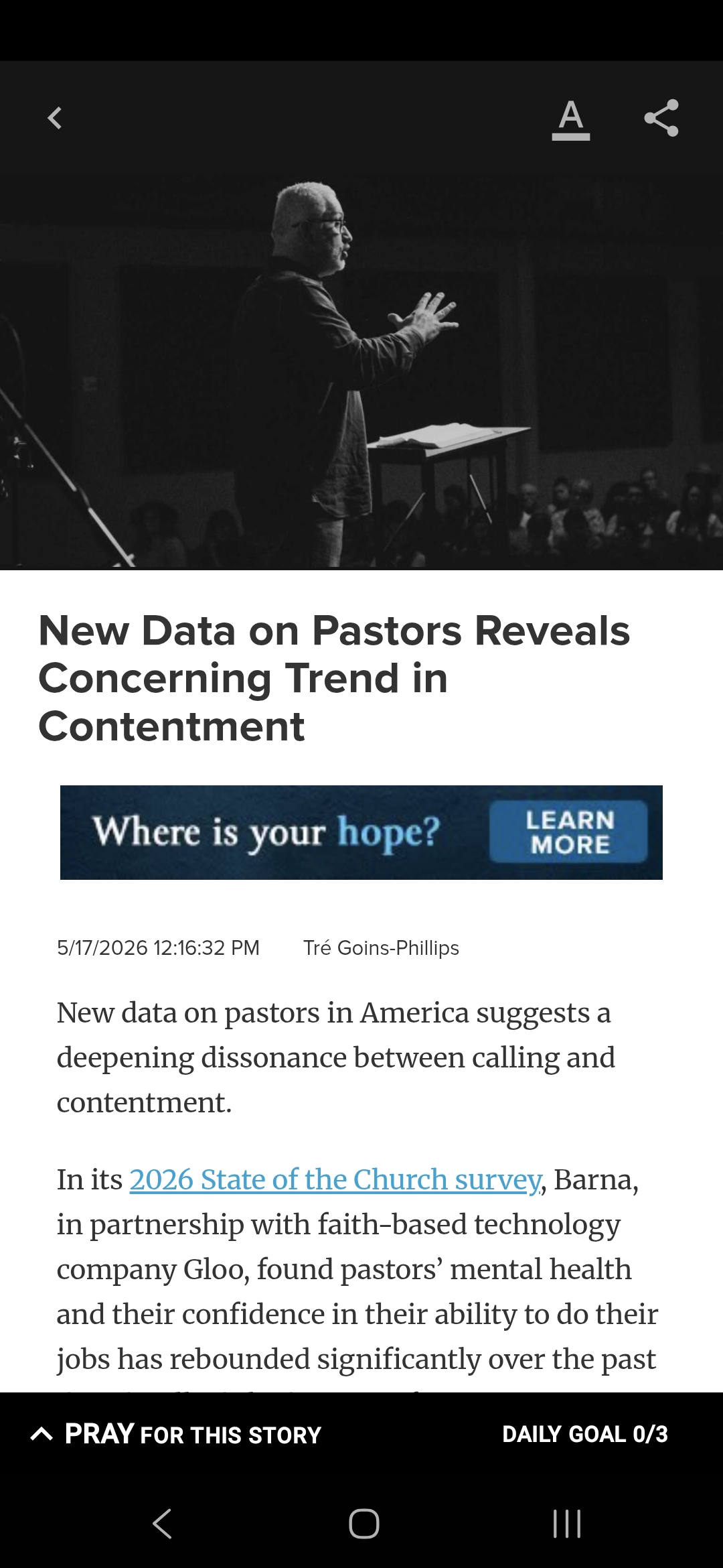 New Data on Pastors Reveals Concerning Trend in Contentment
