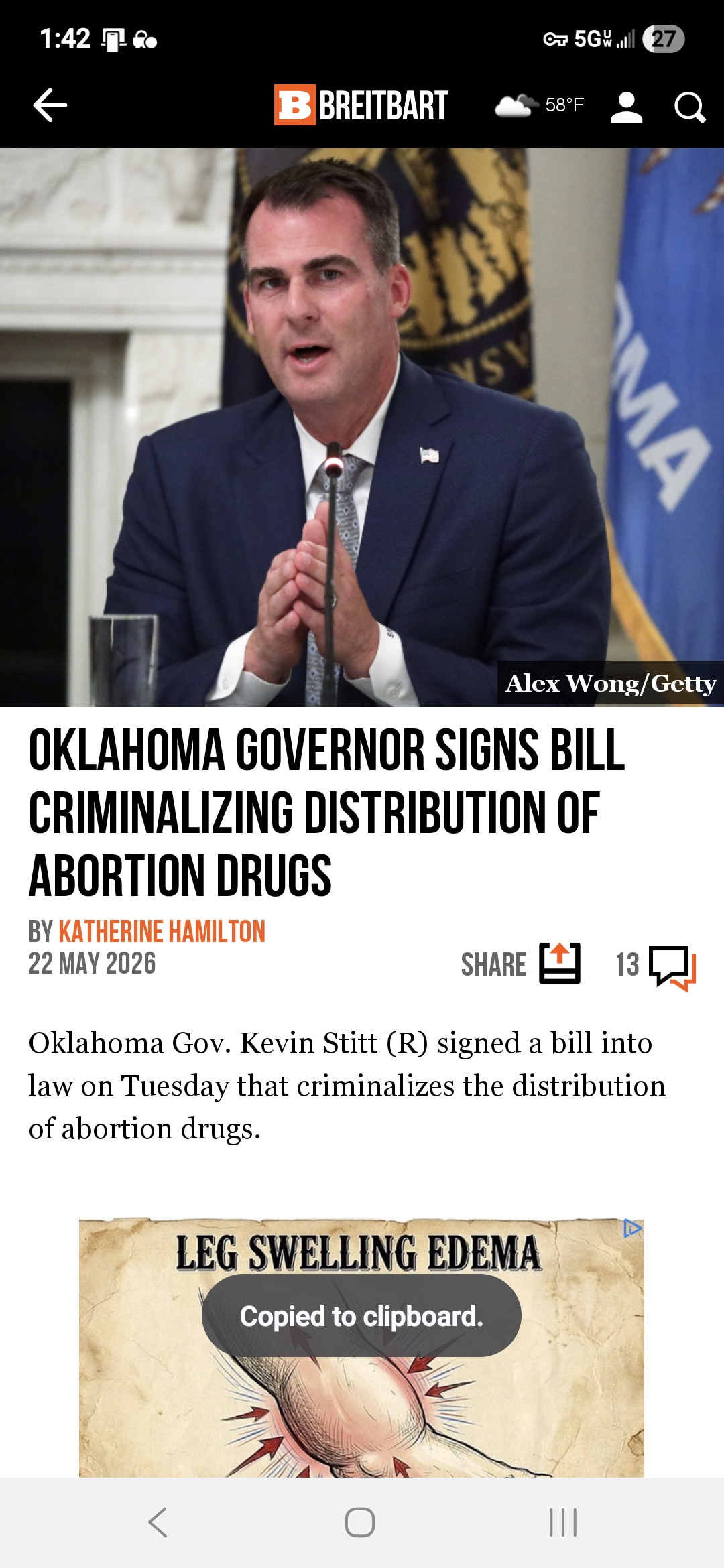 Oklahoma Governor Signs Bill Criminalizing Distribution of Abortion Drugs
