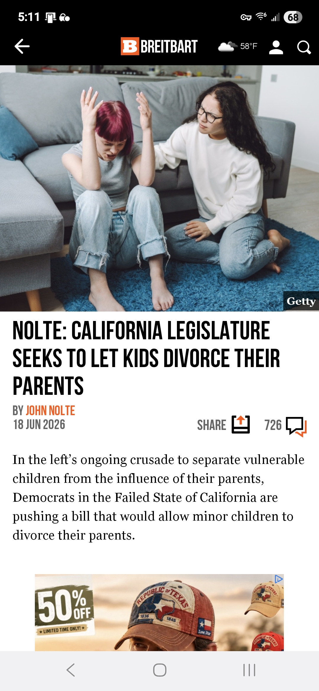 Nolte: California Legislature Seeks to Let Kids Divorce Their Parents