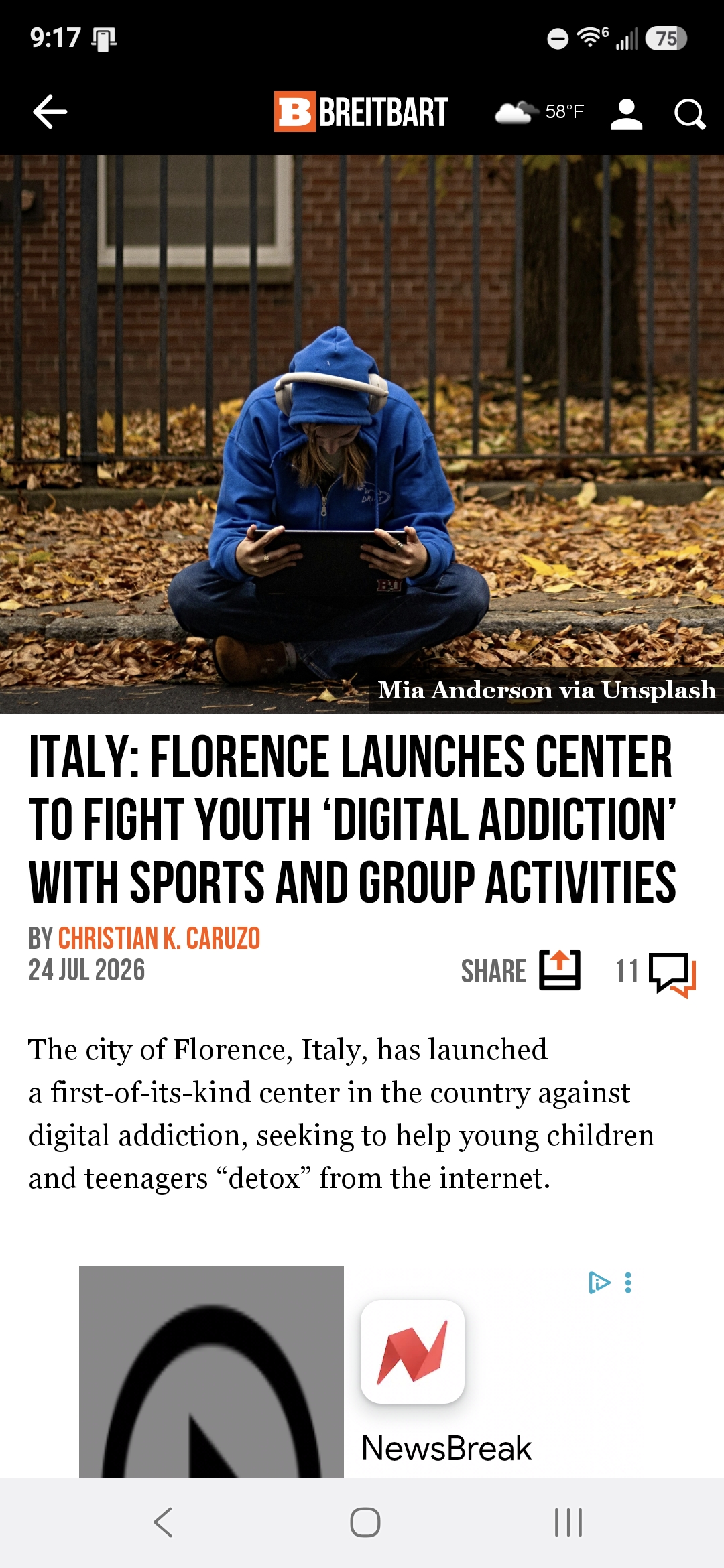 Italy: Florence Launches Center to Fight Youth &lsquo;Digital Addiction&rsquo; with Sports and Group Activities
