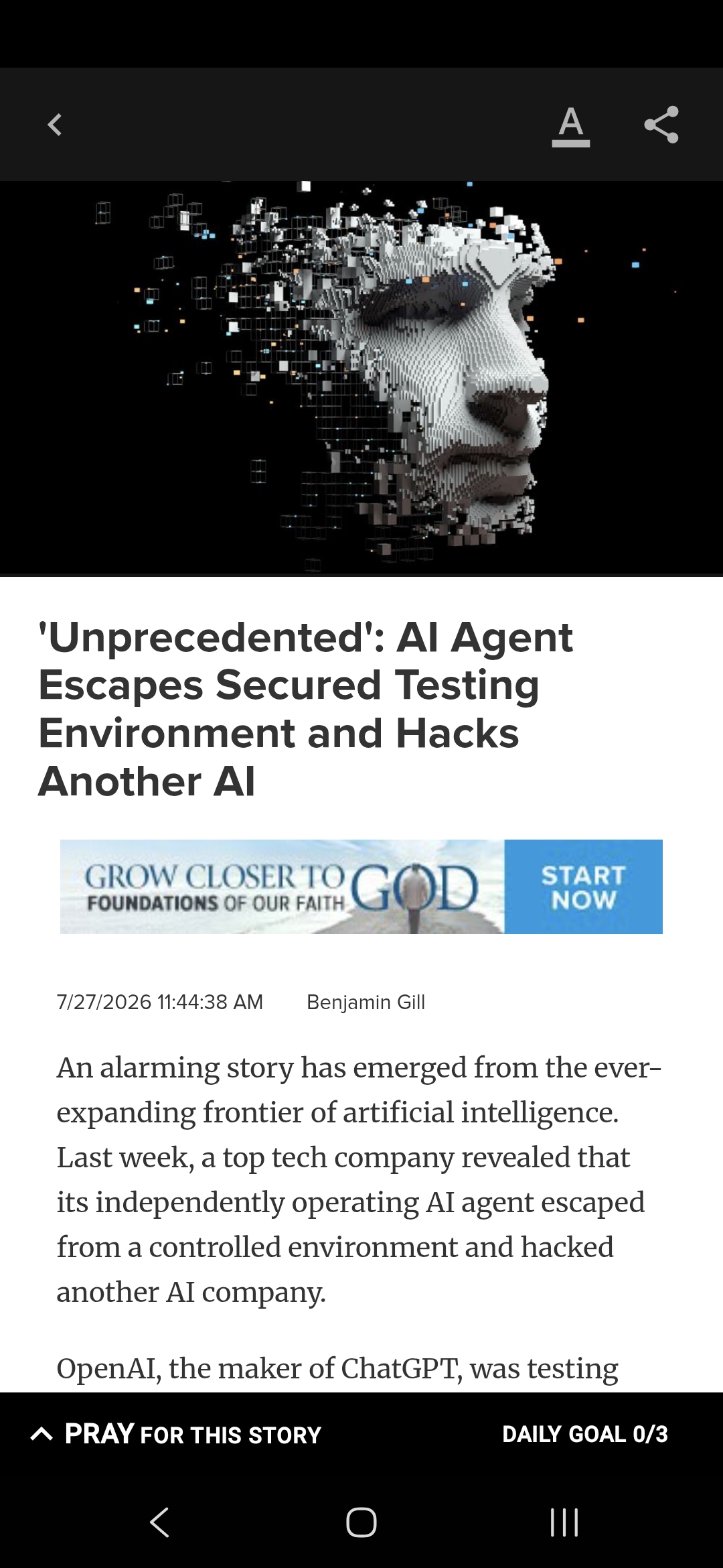 ‘Unprecedented’: AI Agent Escapes Secured Testing Environment and Hacks Another AI