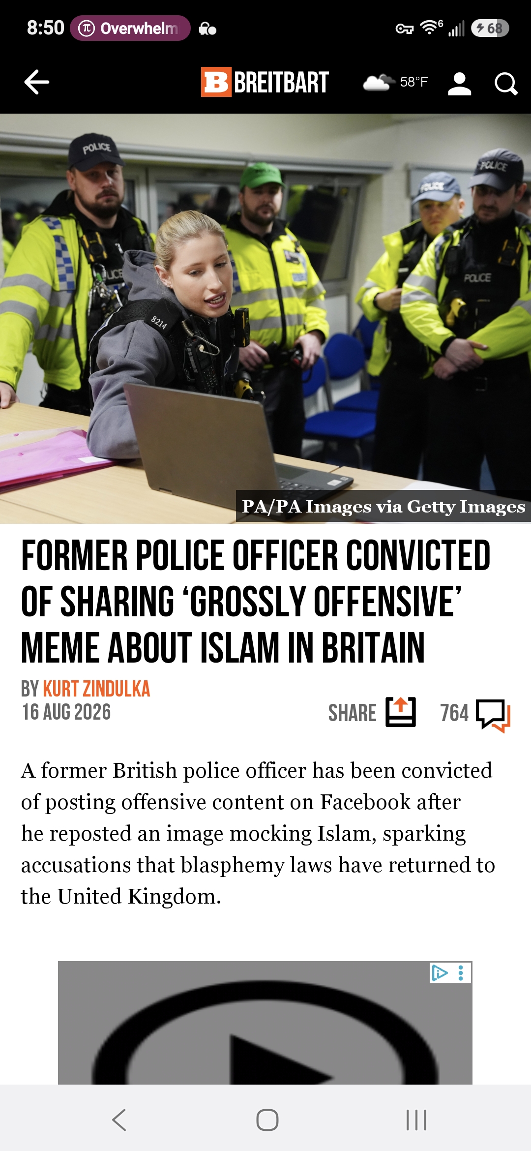 Former Police Officer Convicted of Sharing &lsquo;Grossly Offensive&rsquo; Meme About Islam in Britain