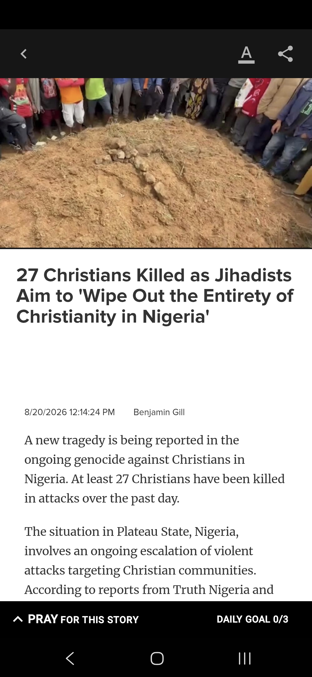 27 Christians Killed as Jihadists Aim to ‘Wipe Out the Entirety of Christianity in Nigeria’