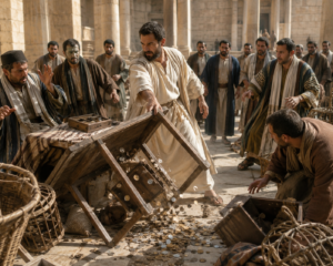 Jesus cleanses the temple scene