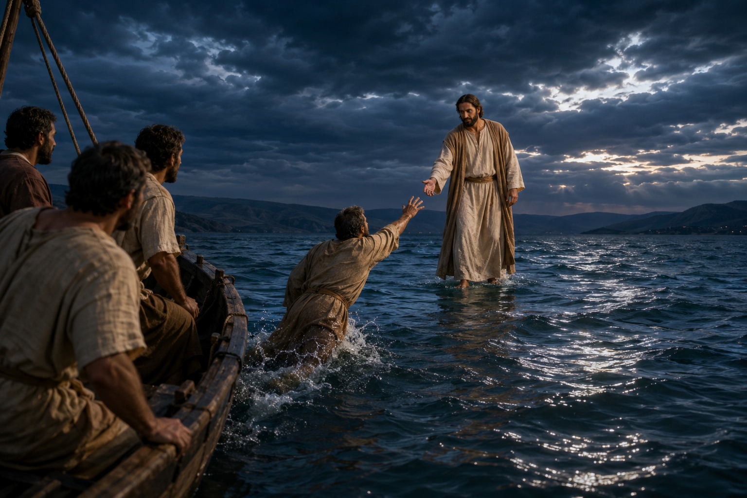 Peter walking on the water