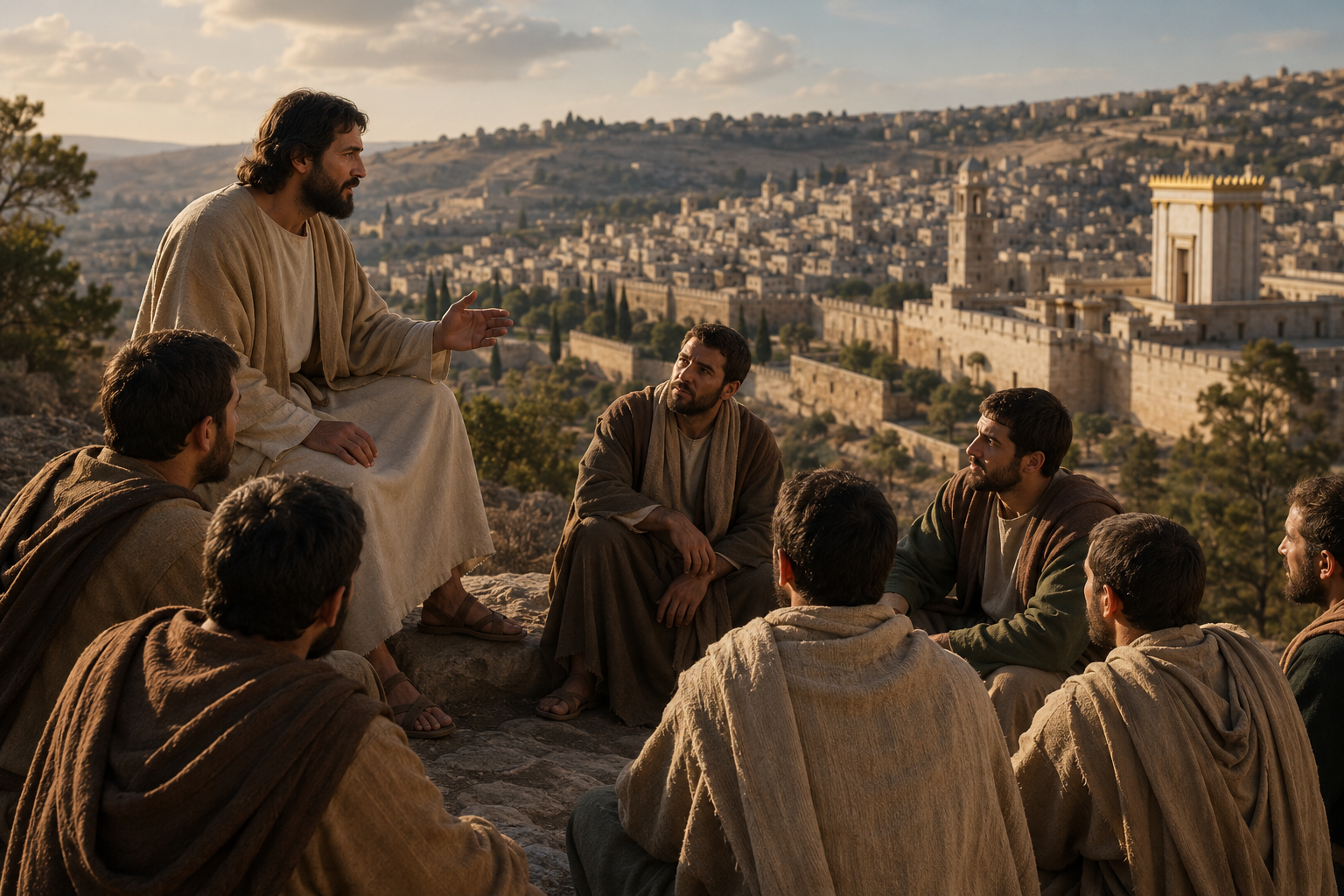 Biblical teacher speaks at sunset