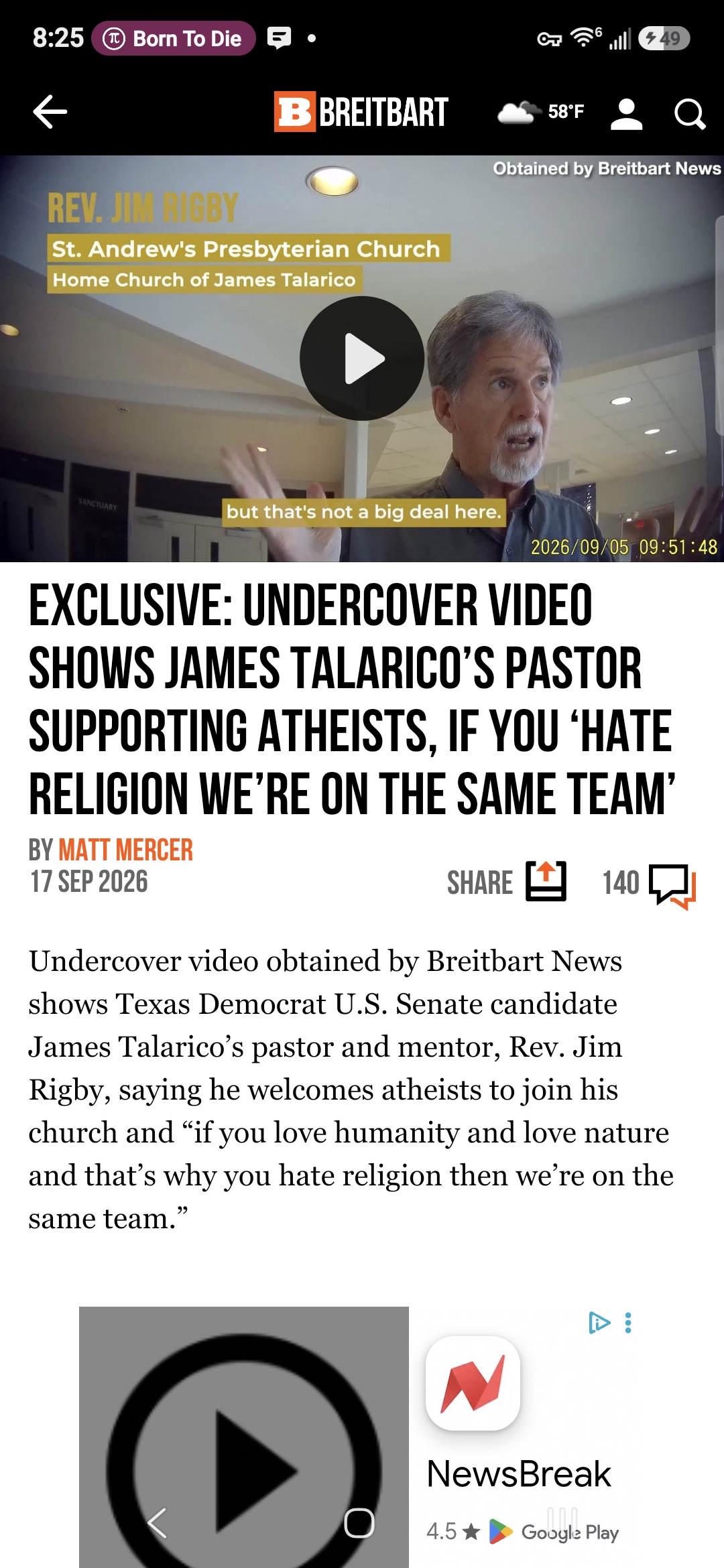 Exclusive: Undercover Video Shows James Talarico’s Pastor Supporting Atheists, if You ‘Hate Religion We’re on the Same Team’