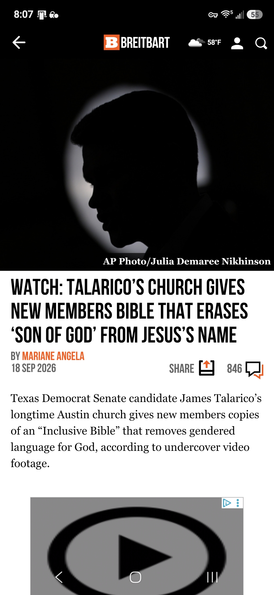 Talarico&rsquo;s Church Gives New Members Bible that Erases &lsquo;Son of God&rsquo; from Jesus&rsquo;s Name