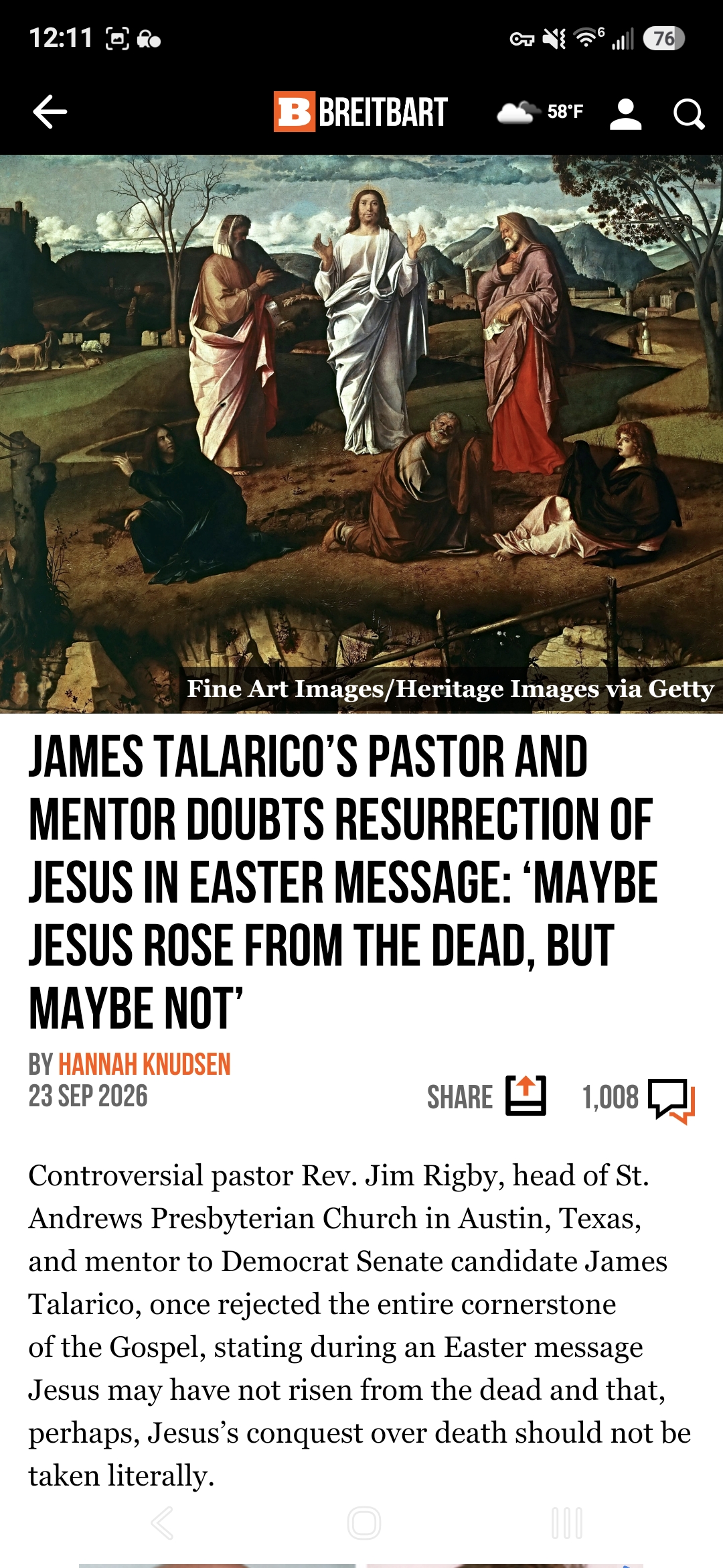 James Talarico&rsquo;s Pastor and Mentor Doubts Resurrection of Jesus in Easter Message: &lsquo;Maybe Jesus Rose from the Dead, but Maybe Not&rsquo;