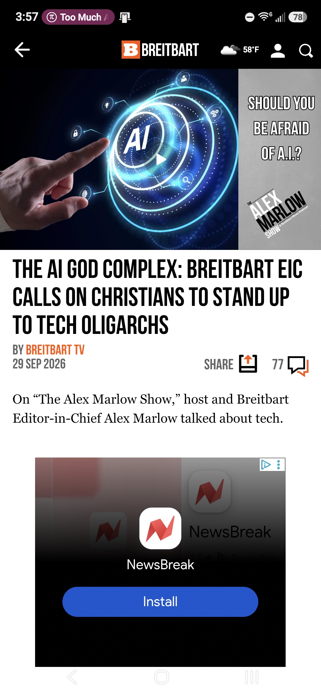 The AI God Complex: Breitbart EIC Calls on Christians to Stand Up to Tech Oligarchs