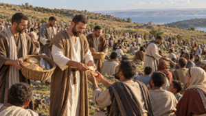 Jesus feeding the five thousand,