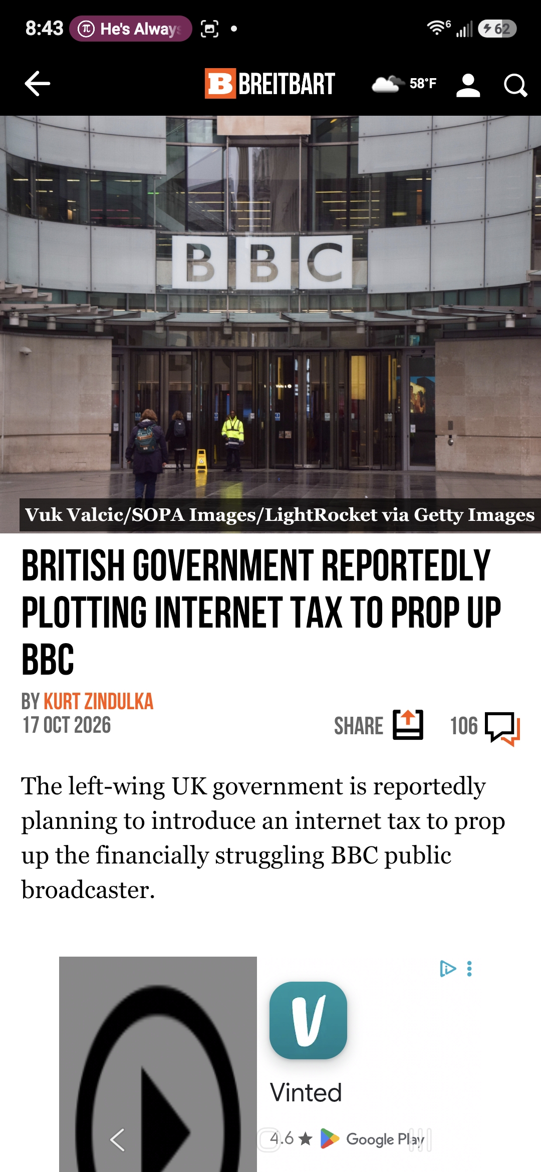 British Government Reportedly Plotting Internet Tax to Prop Up BBC